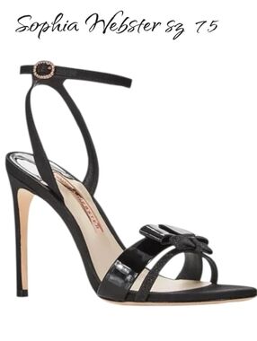NEW Sophia Webster Andie Bow Black Leather Stiletto Heel Sandal Sz 7.5